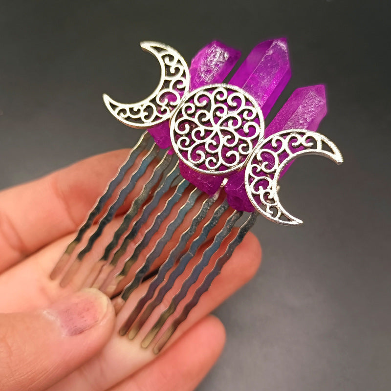Wholesale Natural Crystal Hair Comb Metal Hair Clips